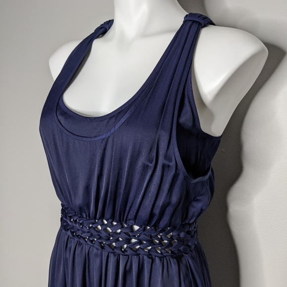 NWT Aijek navy satin maxi dress 10/12 - Picture 5 of 10